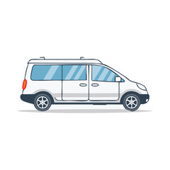 Isolated White Minivan Illustration, Cartoonish Style, Vehicle Concept, Family Transport