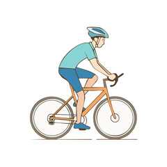 Obraz premium Athletic man in helmet cycling road bike with colorful design and blue shorts