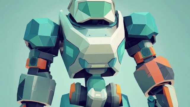 Cartoon Blocky police robot geometric armor Videos