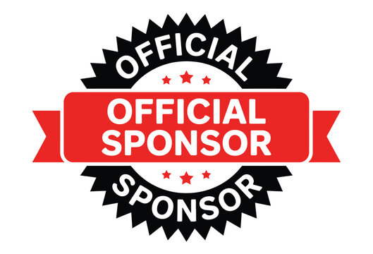 Official sponsor badge with bold text and a starburst design signifying endorsement and support for an event or organization.