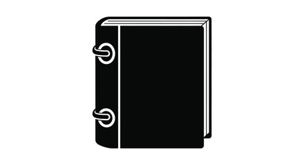 Black and white ring binder illustration in silhouette style silhouette