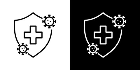 Health Protection Icons. Fresh Line Design Built For Creative Flexibility In Light And Dark Versions. 