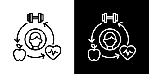 Healthy Lifestyle Icons. Fresh Line Design Built For Creative Flexibility In Light And Dark Versions. 