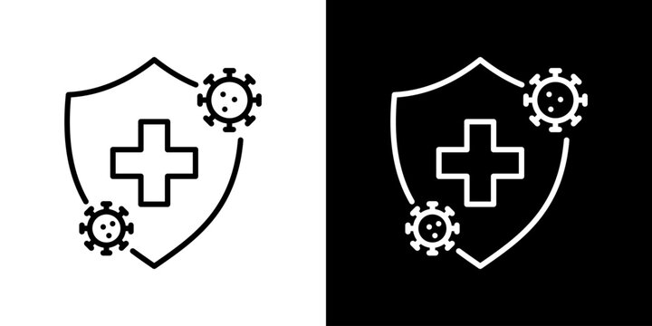 Health Protection Icons. Fresh Line Design Built For Creative Flexibility In Light And Dark Versions. 