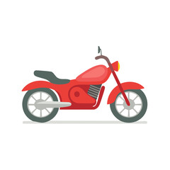 Obraz premium Bright Red Motorcycle Flat Design Vector Art for Transport and Travel Themes