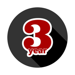 3 years icon isolated on transparent background