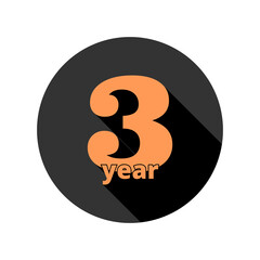 3 years icon isolated on transparent background