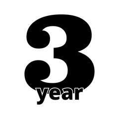 3 years icon isolated on transparent background