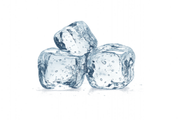 Wet ice cubes cluster isolated on transparent background PNG
