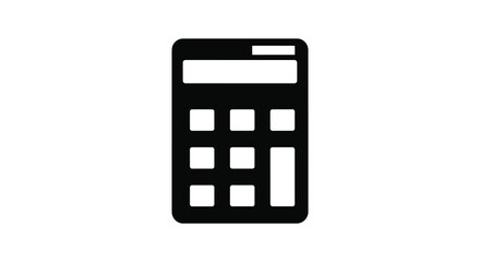 Simple calculator icon design for financial calculations and accounting silhouette