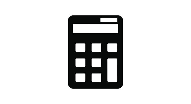 Simple calculator icon design for financial calculations and accounting silhouette