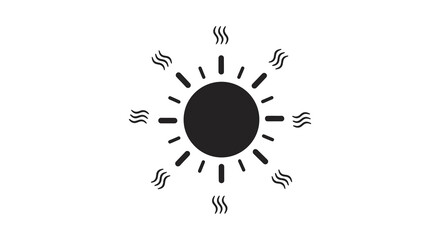 Stylized sun icon with rays and heat waves silhouette