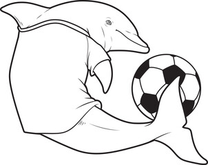 Dolphin Soccer player Soccer Sports Animal Vector Graphic Art Illustration