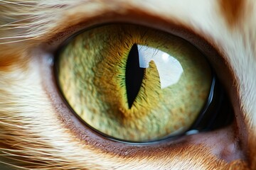 Captivating Close-Up of a Domestic Short-Haired Cat with Hypnotic Amber Eyes and Mesmerizing Gaze