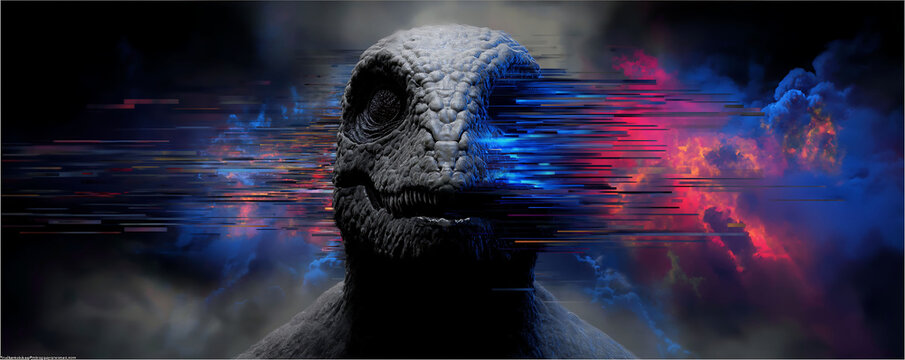 A strange glitched monster in a digital world