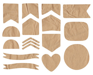 Rustic Crumpled Kraft Paper Labels and Banners Collection