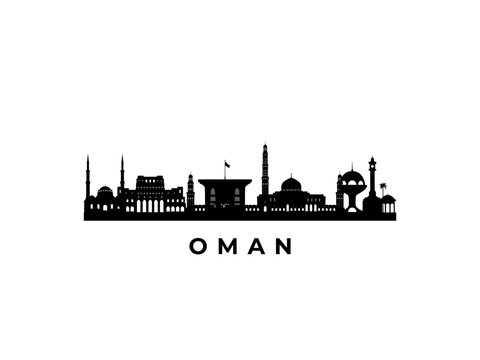 Vector Oman skyline. Travel Oman famous landmarks. Business and tourism concept for presentation, banner, web site.