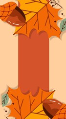 Autumn Leaves and Acorn Border Illustration