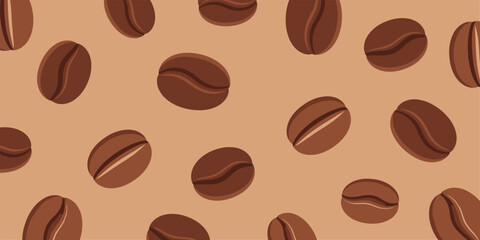 Coffee beans Background, Vector coffee pattern with random beans. seamless pattern. coffee background. Coffee Beans Illustration