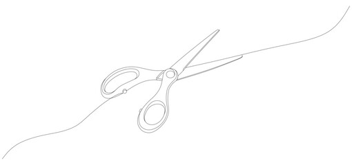 Scissors cutting continuous line drawing