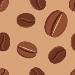 Coffee beans Background, Vector coffee pattern with random beans. seamless pattern. coffee background. Coffee Beans Illustration
