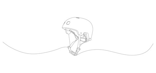 Bicycle or skate helmet continuous line drawing