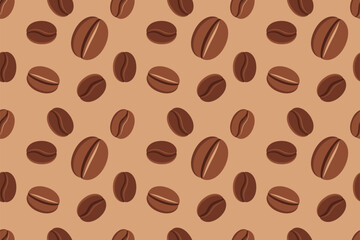 Coffee beans Background, Vector coffee pattern with random beans. seamless pattern. coffee background. Coffee Beans Illustration