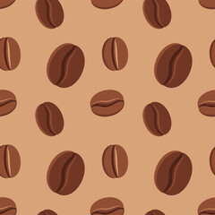 coffee beans seamless background, Coffee beans Background, Vector coffee pattern with random beans. seamless pattern. coffee background. Coffee Beans Illustration