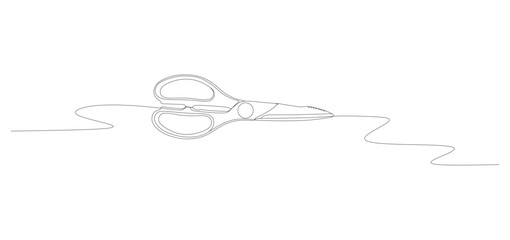 Closed serrated scissors continuous line drawing