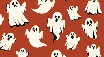 Fototapeta premium A spooky Halloween pattern featuring ghosts.