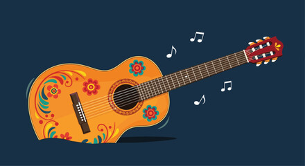Naklejka premium A colorful guitar illustration.