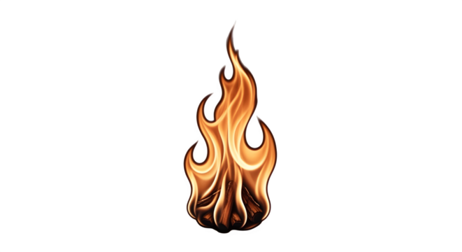 Fiery flame illustration with vibrant colors and dynamic shapes burning brightly.