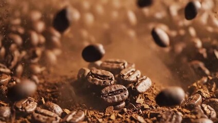Roasted coffee beans close up macro shot for coffee lovers and caffeine enthusiasts brew your perfect cup