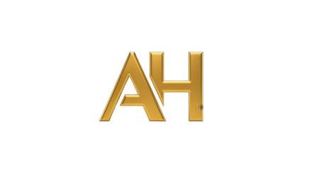 Golden AH monogram logo design for branding and identity.