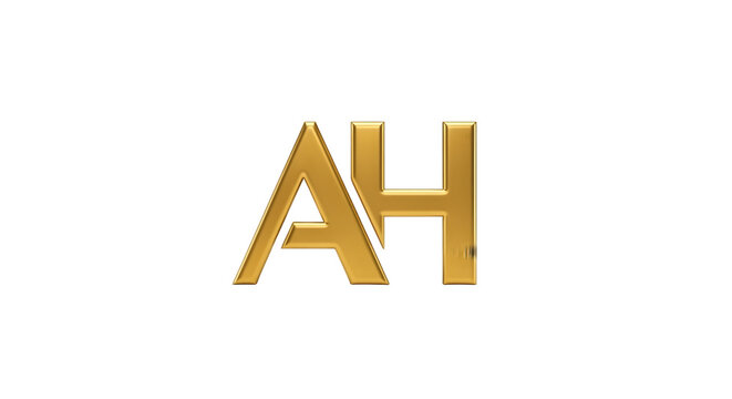 Golden AH monogram logo design for branding and identity.