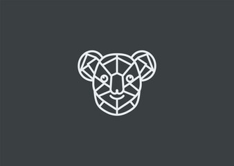 A simple clean koala line logo using smooth rounded strokes to form a calm and friendly face, representing gentleness, nature, and warmth, designed as a minimalist creative vector concept