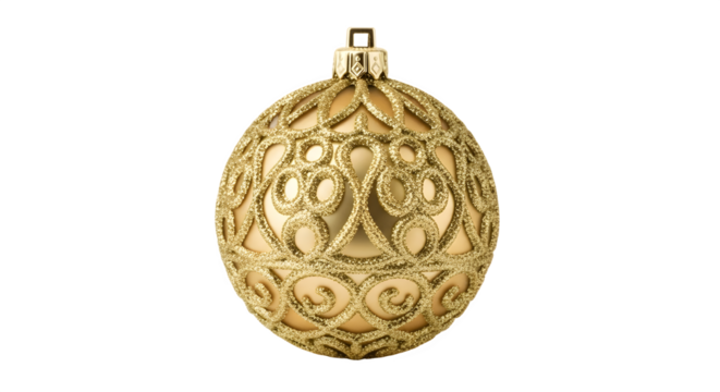 Golden Christmas ornament with intricate design perfect holiday decoration.