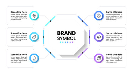 Infographic template. Octagon with 6 steps and icons