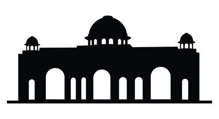 Silhouette of a grand building with arches and domes silhouette