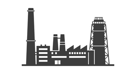 Obraz premium Industrial factory building with chimneys and tower silhouette