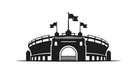 Stadium with flags silhouette vector illustration of a sporting venue