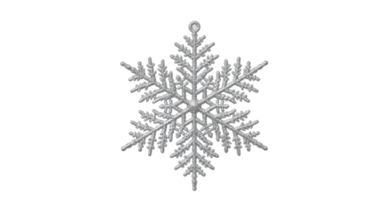 Silver snowflake Christmas ornament isolated PNG with Transparent Background