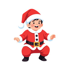 Cute Cartoon Santa Claus Baby Boy in Red Christmas Costume, Holiday Character