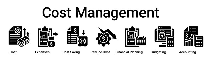Cost Management banner web icon vector illustration concept for business with icon of Cost, Expenses, Cost Saving, Reduce Cost, Financial Planning, Budgeting.