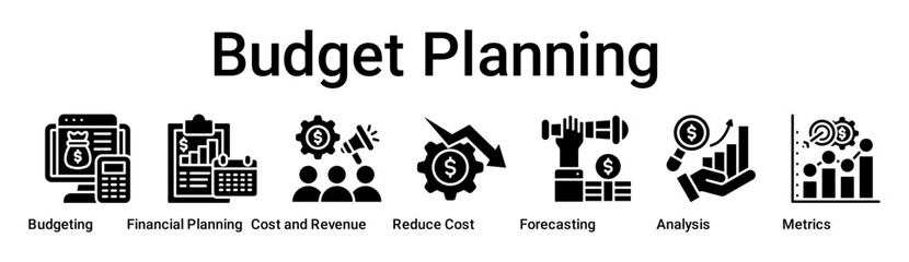 Budget Planning banner web icon vector illustration concept for business with icon of Budgeting, Financial Planning, Cost and Revenue, Reduce Cost, Forecasting, Analysis.