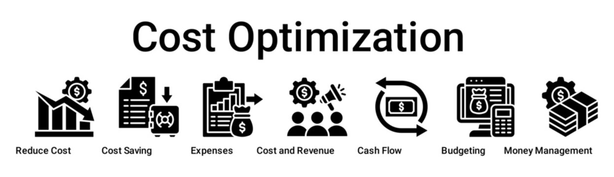 Cost Optimization banner web icon vector illustration concept for business with icon of Reduce Cost, Cost Saving, Expenses, Cost and Revenue, Cash Flow, Budgeting, Money.