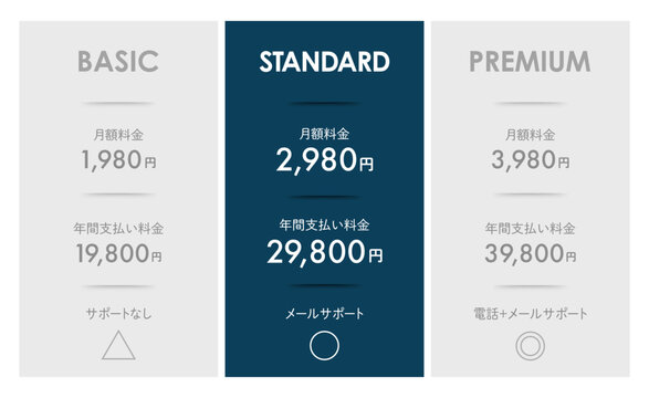料金表のデザインテンプレート