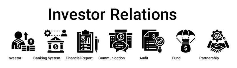 Investor Relations banner web icon vector illustration concept for business with icon of Investor, Banking System, Financial Report, Corporate Communication, Audit, Fund.