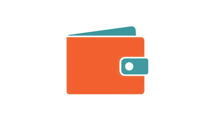Stylized orange and teal wallet icon on a white background, representing finance, savings, and digital payment concepts. Ideal for financial apps, websites, or business illustrations.