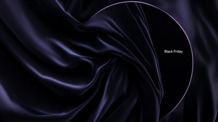 Flowing violet satin fabric with elegant dark purple tones, ideal for Black Friday promotions. Soft violet fabric creates an inviting and sophisticated backdrop for Black Friday campaign ads,